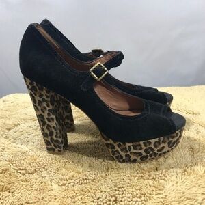 *4/$20* Lucky Brand Faux Suede/Cheetah Heels